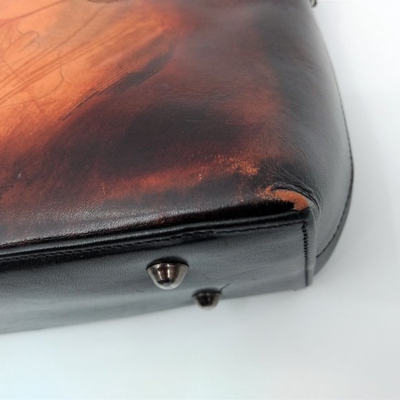 BAMBUS‎ Women's Brown Leather Art Double Strap Purse Shoulder Bag - Picture 13 of 16